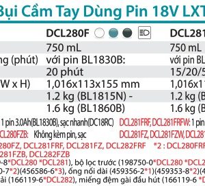 Makita DCL282FZW MÁY HÚT BỤI DÙNG PIN(BL)(18V) (không kèm pin sạc)