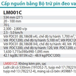Makita LM001CZ MÁY CẮT CỎ ĐẨY DÙNG PIN(530MM/CHỈ DÙNG (không kèm pin sạc)